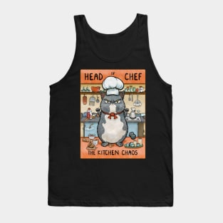 Funny cat head of chef the kitchen chaos Tank Top